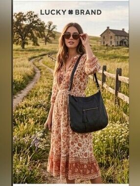 Lucky Brand Black Leather Shoulder HandBag!!